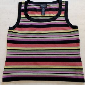 Jones New York Signature Striped Sleeveless Knit Top Petite Med